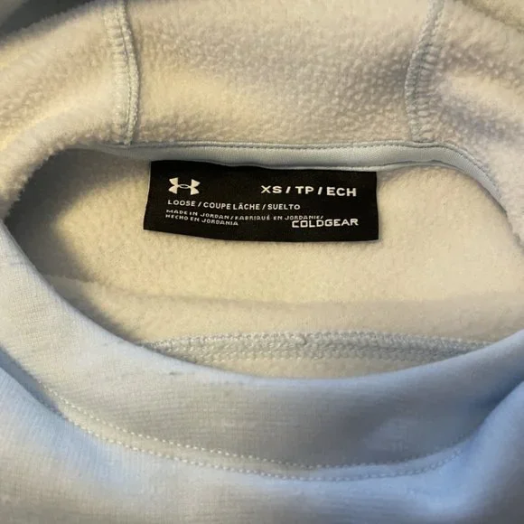 Under Armour UA Size X-Small Light Ice Blue Sweatshirt Hooded Hoody Hoodie EUC - Picture 9 of 9